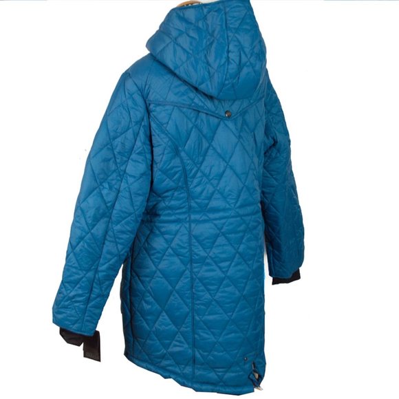 Steve Madden Teal Sherpa Trim Quilted Anorak Coat XL - Picture 8 of 16